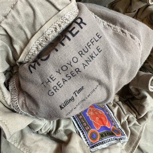 MOTHER DENIM Pants Womens 25 The Yoyo Ruffle Greaser Ankle Khaki Tan Paperbag * - Picture 7 of 15